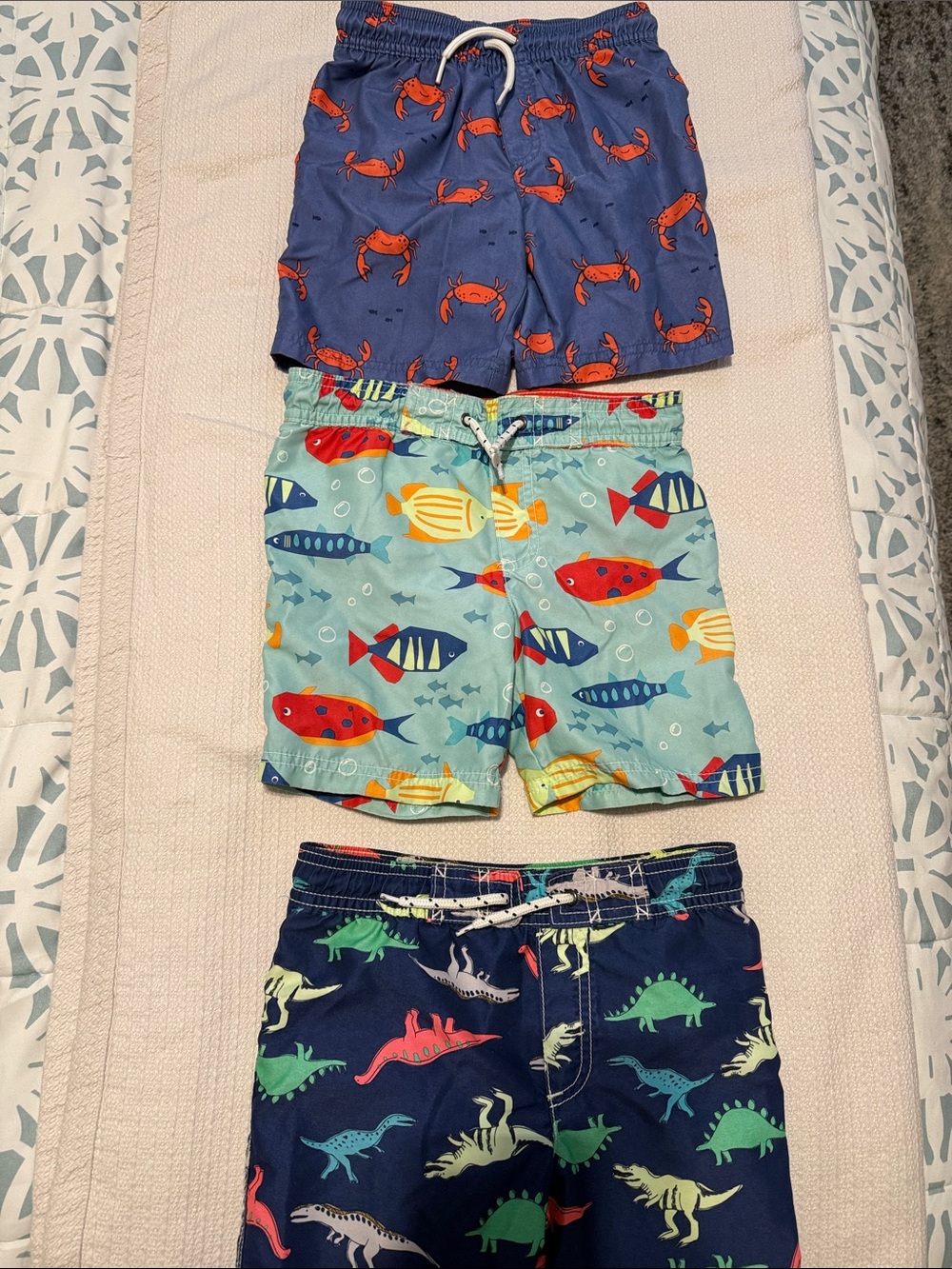 Bundle Carter's Boys' Navy Swim Trunks with Dino & Crab Prints